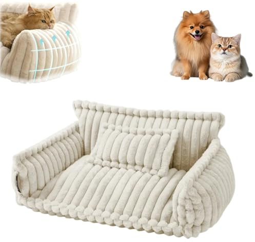 Generisch Haustiersofa, Orthopädisches Katzenbett, Hundesofa, Waschbar Hundebett, Kratzfestes und rutschfeste Unterseite, Geeignet Für Grosse, Mittlere Und Kleine Hunde und Katzen (1PC- Weiß,M)