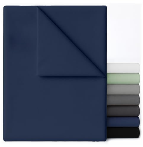 Dreamzie - Drap Plat 230x270 - pour Lit Double 140x190 - Microfibre Douce | Bleu Foncé · Sans Élastique · Drap de Lit · Grande Taille · Certifié OEKO-TEX · Facile à Laver · Infroissable · Respirant