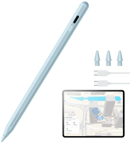 ESR Find My Stift für Apple iPad 2018-2026, Geo Digital Pencil, „Wo ist?“ | Stift mit Neigungssensitivität für iPad A16/10/9/8 & Air 13/11 & Pro 12.9/13/11 & Mini 7/6/5, Blau (Kein Kabelloses Laden)