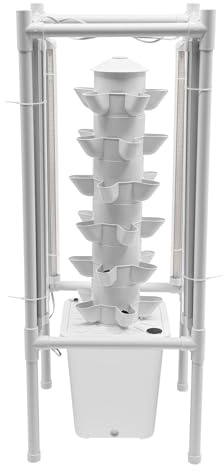 Sistema di impianto idroponico a torre idroponica a 6 piani con 30 fori, torre idroponica verticale con serbatoio dell'acqua da 10 litri, torre idroponica per giardini, uffici e balconi.