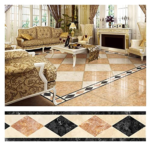 JTKSSCS Cenefa Adhesiva Para Pared Pegatina de pared autoadhesiva zócalo impermeable 5 metros, pegatinas suelo borde cintura, azulejos rústicos 3D, bordes papel tapiz Vintage(D)