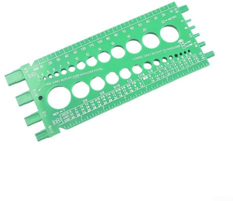 Medidor de tornillo para medición métrica y para sujetadores imperiales, herramienta de calibrador de paso para pernos y tuercas, 3 mm-22 mm y tamaño #4-1 pulgada, calibre de plástico (verde)