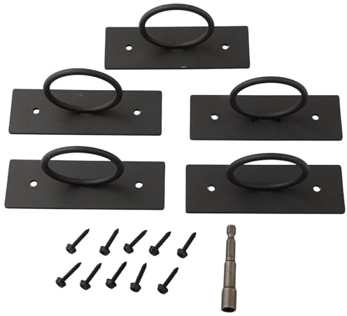 Gettimore Lot de 5 supports de corde en acier inoxydable 304 noir pour garde-corps, quais et jardins, 5,1 cm avec vis et outils