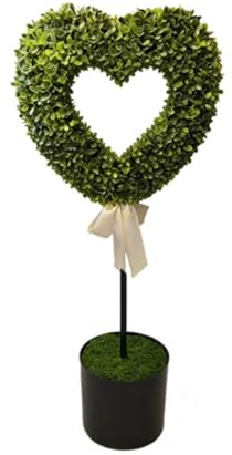 Generisch 2026 Hortensias en forma de corazón, boj en forma de lazo, especial para San Valentín (verde, 70 cm)