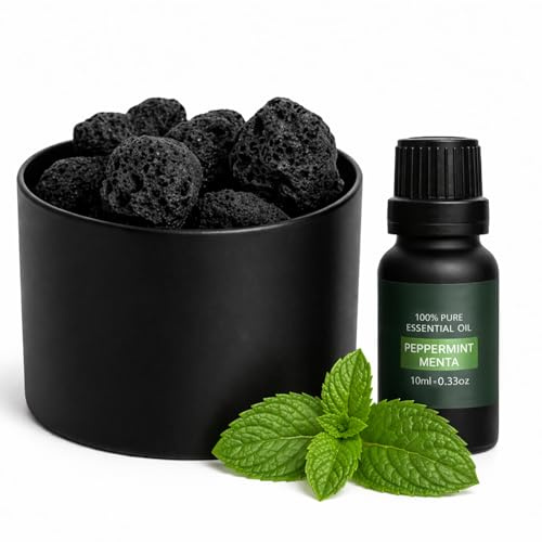 Diffusor für ätherische Öle, 100 % natürliche Lavasteine, entspannend, ideal für Badezimmer, Yoga oder Esszimmer, ohne Strom, einfache Anwendung (Minze)