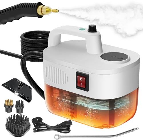 Steam Cleaner Handheld, 10s Rapid Heat-Up, 6-Level Adjustable Handle, 1.2L Tank, Portable Steam Cleaner & Steamer Cleaning for Home, Floor, Kitchen, Bathroom, Car, Windows（white）