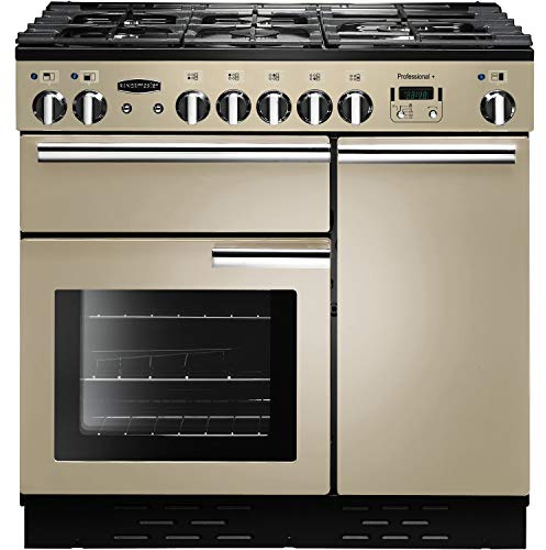 Rangemaster Professional Plus PROP90DFFCR/C 90cm wide Dual Fuel Range Cooker with Gas Hob - Cream/Chrome - A/A Rated