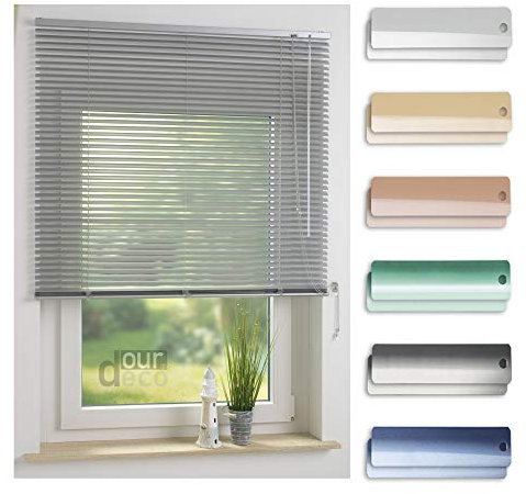 ourdeco® Aluminium-Jalousie / 200 x 160 Silber (Breite x Höhe) / Montage an Wand oder Decke, Premium Alu-Jalousie