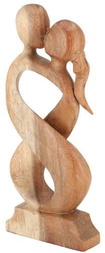 GURU SHOP Holzfigur, Statue, Deko Objekt Feng Shui 30 cm - Traumpaar/Hellbraun