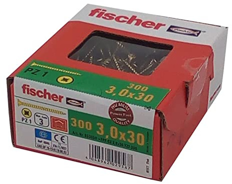 Fischer Power-Fast, 3 x 30, Senkkopf VG PZ, Galvanisch Verzinkt, 653050, 300 Stück