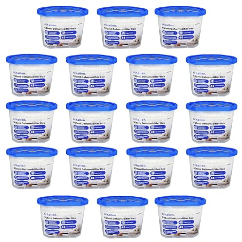 *18 PACK* Schallen Dehumidifier 600ml Multi Pack Condensation Remover Moisture Absorber Dehumidifiers Box for Damp Mould Moisture in Home, Kitchen, Wardrobe, Bedroom, Caravan, Office, Garage, Bathroom