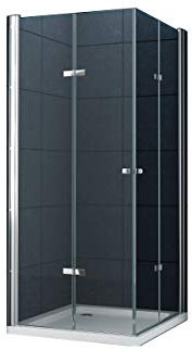 home-systeme Duschkabine Vigo 80 x 80 x 180 cm / 8 mm / Silber / ohne Duschtasse