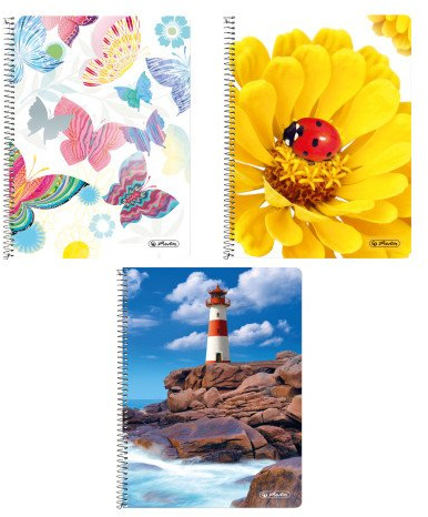 3x Herlitz Collegeblock / DIN A5 / Spiralblock / kariert / 3 verschiedene Motive