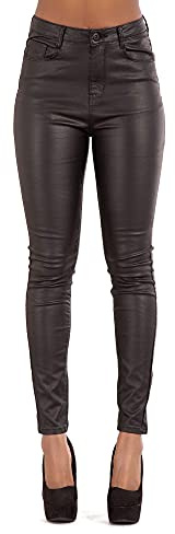 Glook Pantaloni Skinny Fit in Similpelle con Tasche Posteriori Eleganza e Comfort per Donna (XL, A Vita Alta)