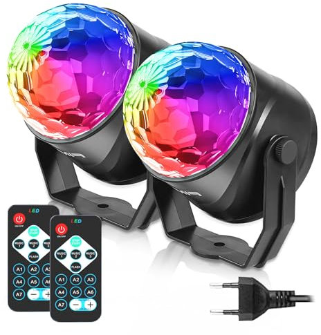 FIMEI Boule Disco 2 Pack, Lumière Soirée Lampe de Scène Éclairage de Discothèque Projecteur Effet Spot Stade Télécommande pour Fête, Soirée, Bar, Anniversaire, Club, DJ Disco, Cadeau, Enfants