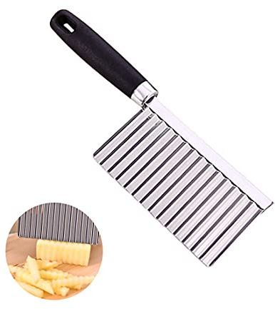 sinogoods Couteau ondulé, Coupe Frites en Acier Inoxydable, Couteau de Tranches de Pomme de Terre pour Frites, Légume, Carotte, Oignon, Concombre
