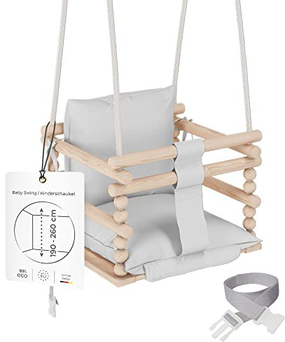 MAMOI® Schaukel Indoor, Holzschaukel, Schaukel aus Holz, Schaukel für Zimmer und Türrahmen, Schaukel verstellbare 3 in 1