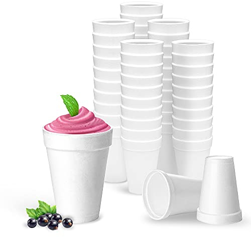 Shop Square 16 Oz Disposable Foam Cups (50 Pack), White Foam Insulates Hot & Cold Beverages, Made in the USA, To-Go Cups - for Coffee, Tea, Hot Cocoa, Soup, Broth, Smoothie, Soda, Juice