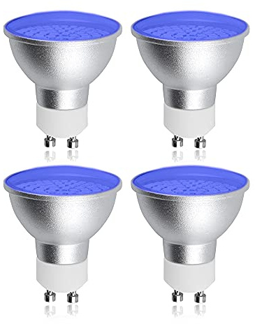 DoRight Blue LED Spotlight Bulbs - 5W GU10 Blue Light Bulb, 220V, MR16 Coloured LED Bulb 50W Equivalent for Landscape & Display Lighting (4-Pack)
