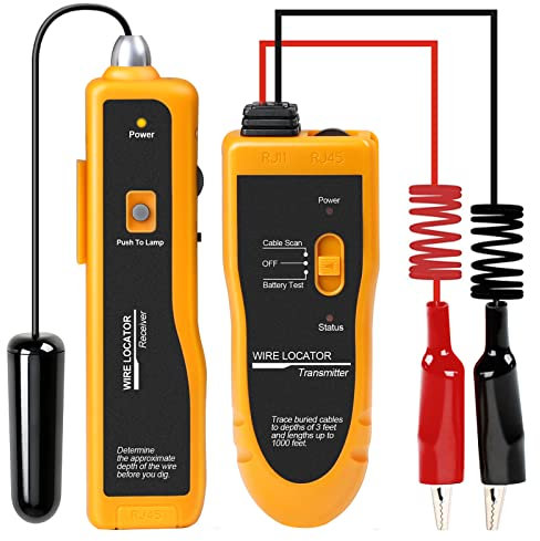 Kolsol F02 Erdkabel-suchgerät, Erdkabel-suchgerät mit Kopfhörer, Kabeltester für Haustierzaunkabel, erdverlegte Kabel, Bewässerungskontrolldrähte