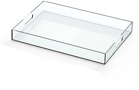 Plateau Transparent en Plastique Acrylique avec Poignées - Plateau de Service - Grand Plateau Rectangulaire 420 x 297 mm