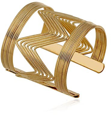 Übertriebener Punk-Armreif, Minimalistische Geometrische Mehrschichtige Wellenlinien, Die Sich Öffnen, Verstellbare Manschette, Breites Armband, Vintage-Ausgehöhlter Armband-Arm-Handgelenk-Schmuc