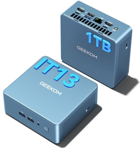 High Speed GEEKOM IT13 Mini PC 2026 with 13th Gen Intel i5-13600H |16GB RAM | 1TB SSD | Windows 11 Pro | 2 X USB4.0(40Gbps) | Quad Display| WiFi 6E |SD Slot | Intel NUC13 Replacement Desktop Computers