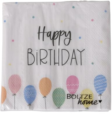 Servietten Papierservietten 2er-SET Happy Birthday - Luftballon Motiv - 40-Stück Geburtstag Dekoration Tischdeko Bunt Weiß Napkins Geburtstagsfeier Deko 17 x 17 cm