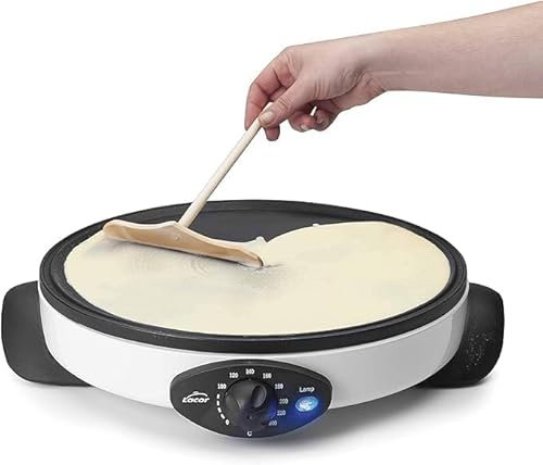 Suinga Crepera Electrica Reversible 1000W blanco | Maquina hacer Crepes Pancakes y Tortitas Antiadherente 30 cm | Termostato ajustable
