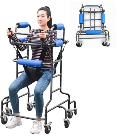 Joyfitness Gehhilfe für Erwachsene für Hemiplegie-Rehabilitations-Stehgestell,Training der unteren Gliedmaßen, höhenverstellbares Gehgestell mit Sitz für Senioren und Erwachse