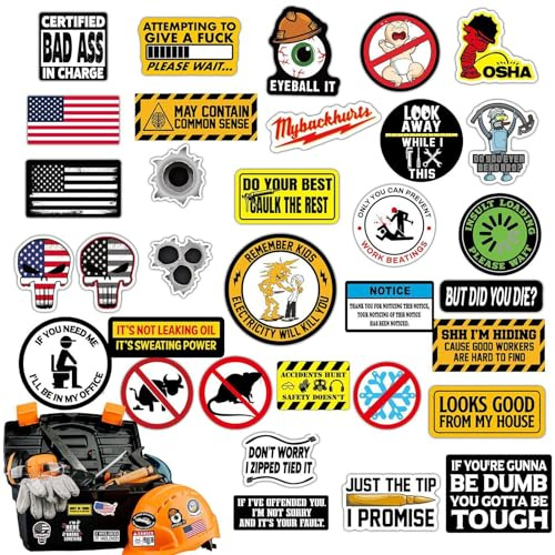 Linsition 150 Hard Hat Stickers and Decals Funny Toolbox Warning Sticker, Blue Collar Worker Sticker Set Helmet Stickers Welding Stickers Construction Stickers for Adults, Mechanics, Electricians,