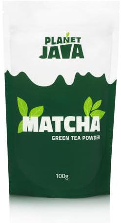 Planet Java Pure Matcha Green Tea Powder 100g Pouch, Minimal Bitterness, Culinary Grade, Use for Cooking, Baking, Smoothie Making and with Milk. Vegan & Vegetarian Friendly