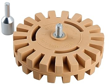 SUKITMISO 10cm Folienradierer Radierscheibe mit Bohradapter, Radierer Gummi Aufkleber Entferner, Radiergummi Rad Tool für Kleberesten und Folienresten von Auto, KFZ, Rvs, Boote
