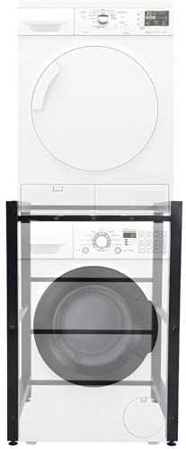 DELUKE® Waschmaschinengestell KAMED - Stahl, 105x75x62cm, Universal | Waschmaschinenregal Waschmaschinenuntergestell Zwischenbau Waschmaschine Trockner Zwischenbausatz Stapelbausatz | Schwarz