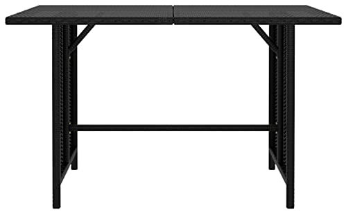 TJROO Terrassenmöbel 110 x 70 x 65 cm Gartentisch Couchtisch Wohnzimmertisch aus PE-Rattan, Schwarz