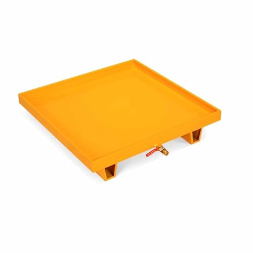 XPLKQXE Feste Lagerplattform Ölfässer Metall, Große Modulare Palette Zum Auffangen Von Leckagen, Industrielager, Fabrikgarage Mobile Auslaufsichere Wanne(Yellow-A,25.6x25.6x7.9in)