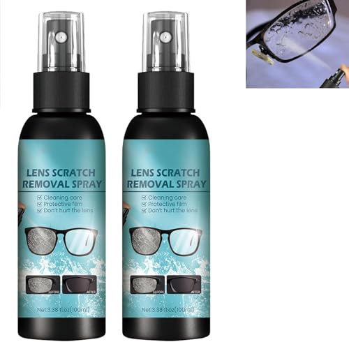 Spray de Eliminación de Arañazos de Lentes,Spray Reparador de Lentes,Líquido de Reparación de Cristales para Lentes,Líquido de Reparación de Gafas Cristales,Spray Limpiador de Lentes,2 * 100ml