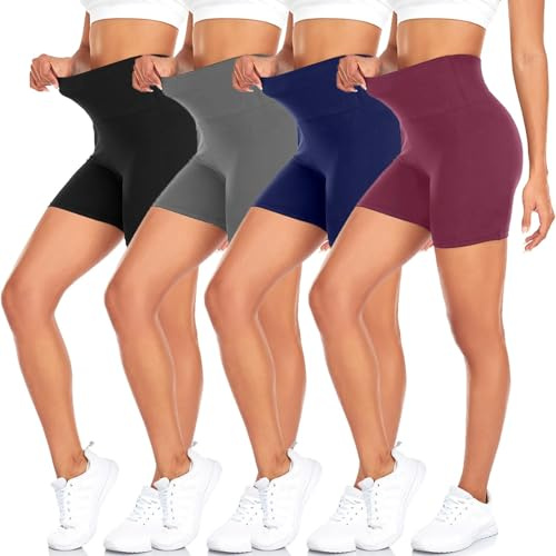 MOREFEEL 4er Pack Radlerhose Damen Kurze Hose Sporthose Shorts Leggings