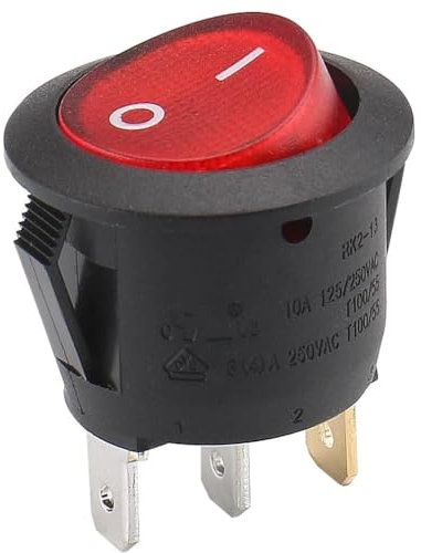 1 interrupteur à bascule rond 6 A 250 VAC 10 A 125 VAC 2 positions 3 broches Commutateur levier ON/OFF rouge pour voiture moto appareils ménagers