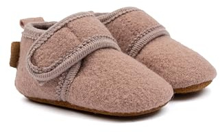 Mikk-line Scarpine per bambini e pantofole in lana – Morbide scarpine per bambini con suola antiscivolo in pelle – Scarpine riscaldanti per bambini e bambine – 100% lana, ideale per 0-48 mesi, Rosa, 3