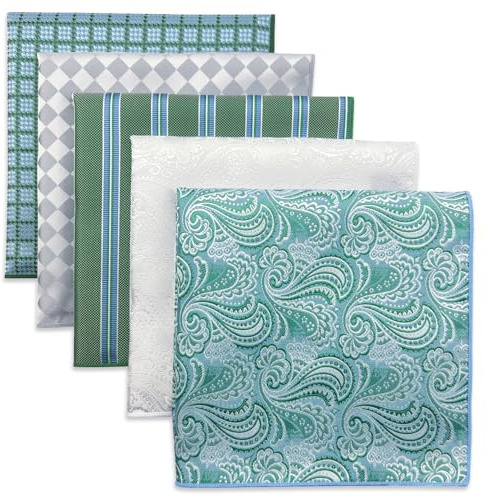 S&W SHLAX&WING 5er-Pack Herren Einstecktücher Set 32cm Formelle Herren Taschentücher für Anzüge Hochzeiten Smokings und Muster