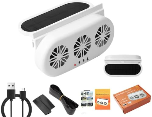Car Solar Powered Window Exhaust Fan Air Purifier,Window Fans Auto Air Vent Ventilation Cooling,Portable Ventilator Automobile Vent Radiator Energy Saving Purifiers for All Kinds Cars (white)
