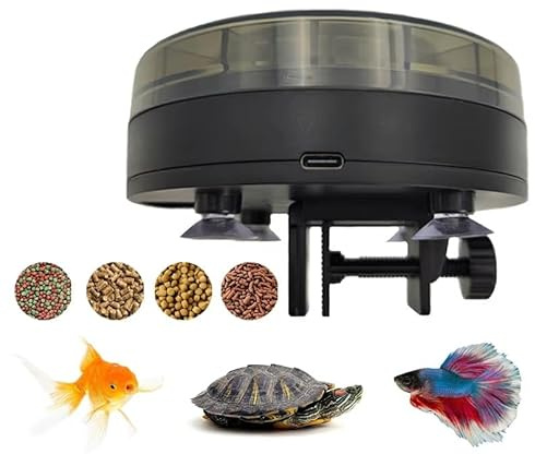 Tigerlily Enterprises Automatic Fish Feeder – 16 Grid Rechargeable Auto Fish Food Dispenser with LCD Timer, Moisture-Proof Design & USB Charging for Aquarium Vacation Feeding