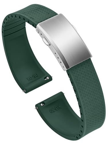 ULLCHRO Uhrenarmband 20mm 22mm Gummi FKM Schnellverschluss, Fluorkautschuk Armband für Herren mit Edelstahl Schnalle, Ersatzarmband für Uhren für Sportuhren und Taucheruhren