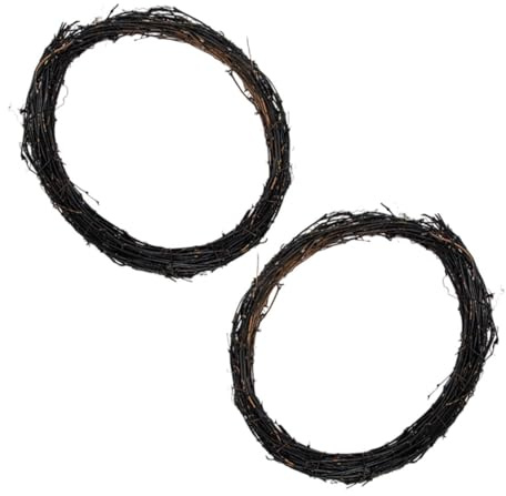PartyKindom 2pcs Natural Grapevine Wreaths Rattan Hoop Forms for Seasonal Decorations DIY Crafts for Halloween Christmas Weddings and Parties