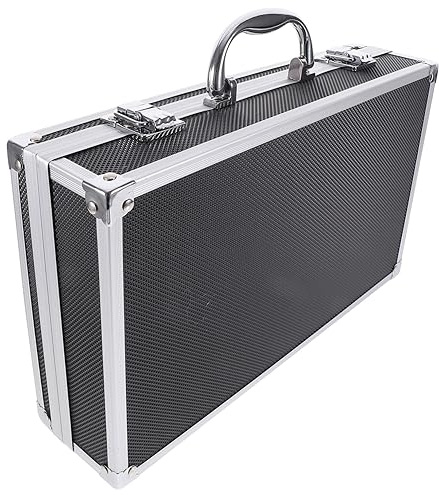 FRCOLOR Handheld Microphone Holding Box 2-Slot Black Aluminium Alloy Case