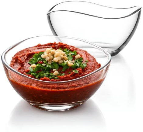 KIAPPO Set 2x 950ml Glasschalen mit gewelltem Rand – Elegante, BPA-freie Salatschüsseln – Spülmaschinen- & mikrowellengeeignet – Perfekt für Salate, Snacks & Vorspeisen