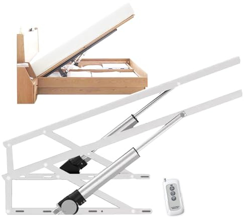 QIeCny Meccanismo Di Sollevamento Elettrico Del Letto, Kit Completo Di Sollevamento Del Letto (telecomando), Capacità Di Carico Di 6000 N + Spazio Di Archiviazione Ampliato,80cm,White