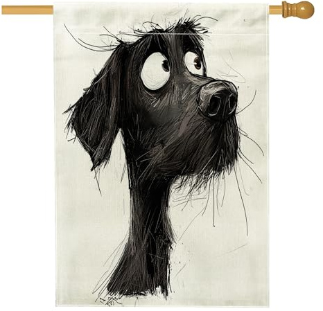 Divertente bandiera tedesca a pelo corto per la casa, 71 x 101 cm, double face, per esterni, in tela verticale con cartoni animati, bandiera per la casa, per cortile e cortile