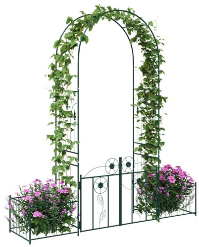 vidaXL Arche de jardin Uni Vert 203 x 50 x 218 cm, Jardin et terrasse, jardinières rectangulaires pour espaces modernes, matériaux durables pour un usage par tous les temps, options de maintenance fac